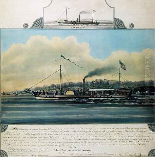 Hudson River Steamboat Clermont, 1858 Oil Painting by Richard Varick De Witt