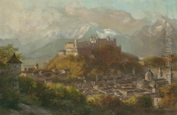 View Of Hohensalzburg Oil Painting by Franz Kulstrunk