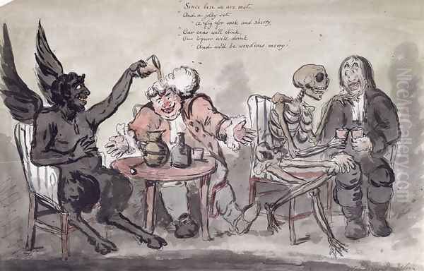 The Doctor and his Friends, engraved by Issac Cruikshank (c.1756-c.1811) c.1798 Oil Painting by George Moutard Woodward