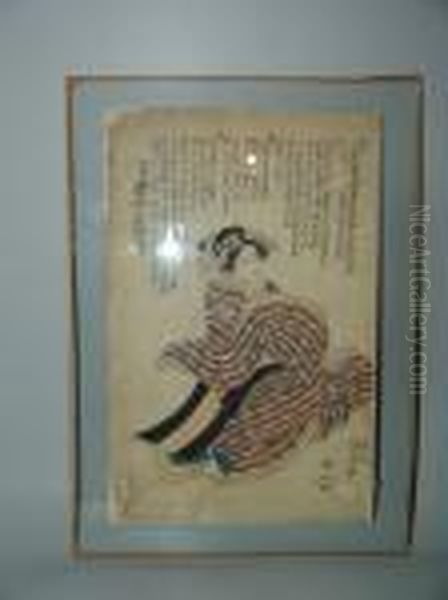 L'acteur Iwai Hanshiro Dans Un Role De Bijin Oil Painting by Kunisada