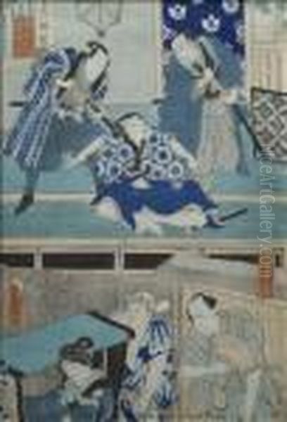 Scena Su Due Piani Oil Painting by Kunisada