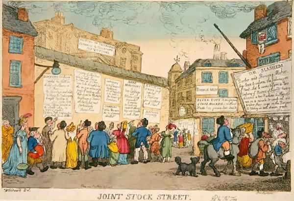 Joint Stock Street, 1809 Oil Painting by George Moutard Woodward