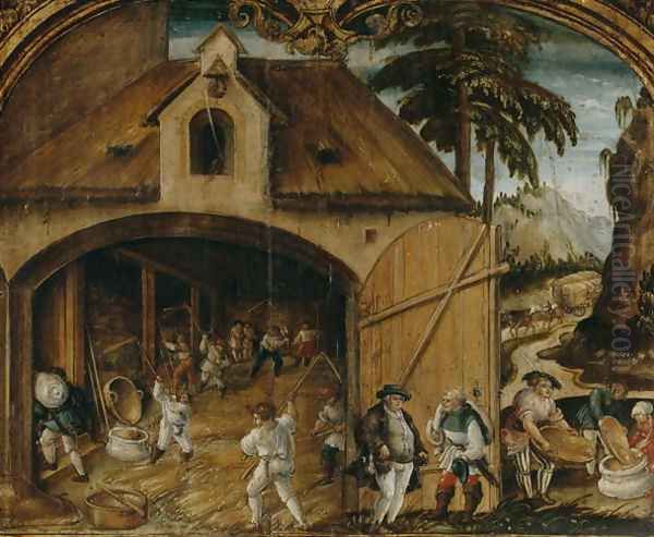 The Month of August, c.1525-26 Oil Painting by Hans Wertinger