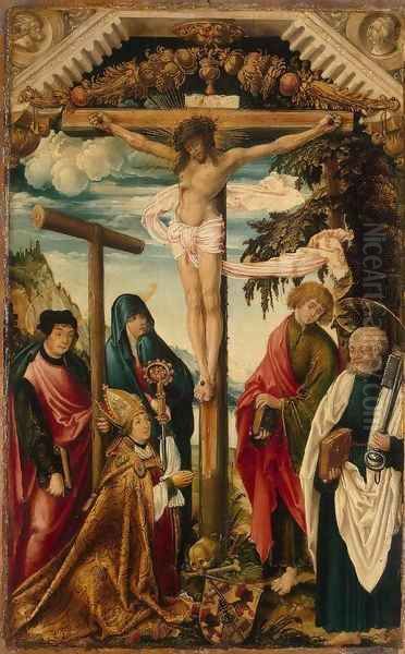 Crucifixion with Saints and Donor Oil Painting by Hans Wertinger