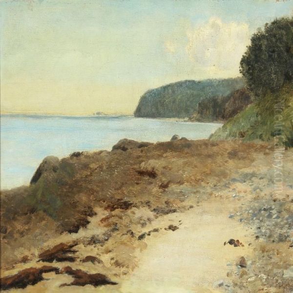 Strandparti, Aarhusbugten Oil Painting by Janus Andreas La Cour