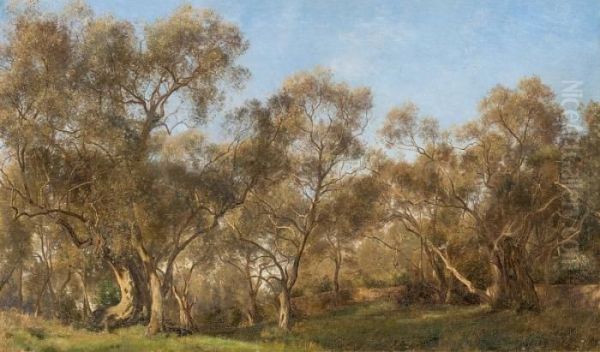 Olive Grove Oil Painting by Janus Andreas La Cour