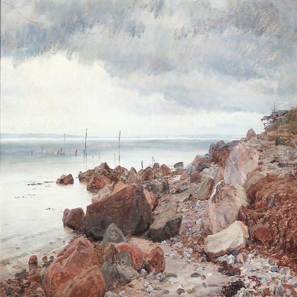 At The Seaside Oil Painting by Janus Andreas La Cour