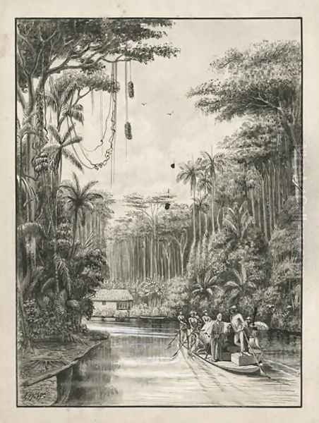 Grajau River, Maranhao, Brazil, frontispiece to Volume I of Three Thousand Miles through Brazil Oil Painting by James William Wells