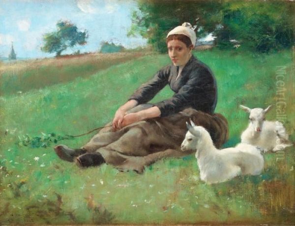 Shepherdess Oil Painting by Gaston de Latouche