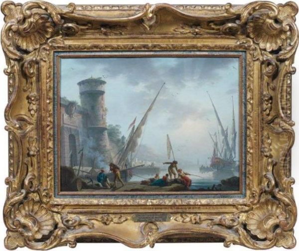 Marine Oil Painting by Charles Francois Lacroix de Marseille