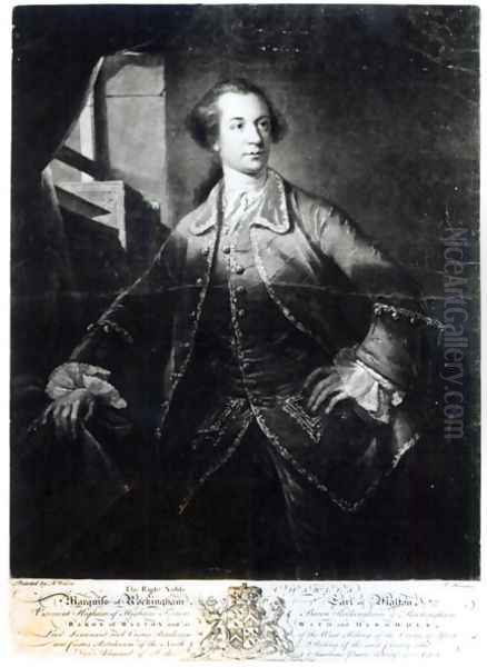 Portrait of Charles Watson-Wentworth, second Marquis of Rockingham (1730-82), engraved by Richard Houston (1721-75) Oil Painting by Benjamin Wilson