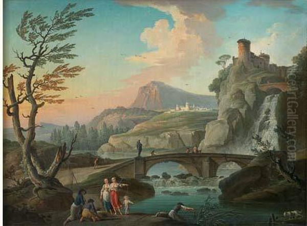 Paysage Au Torrent Oil Painting by Charles Francois Lacroix de Marseille