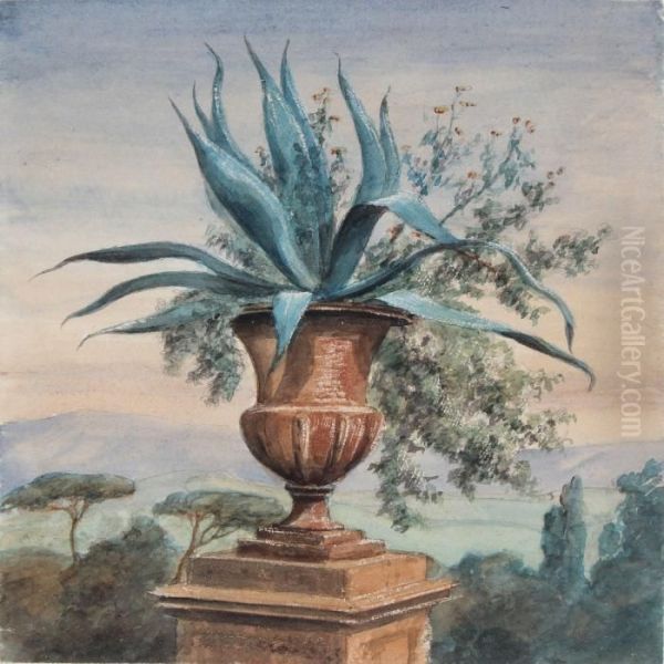 From The Villa Borghese Gardens Oil Painting by Thorald Laessoe