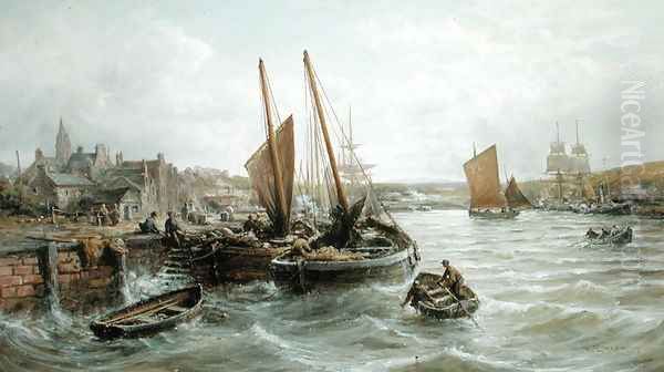 Fishing Boats in Peel Harbour, Isle of Man, 1893 by William Edward Webb