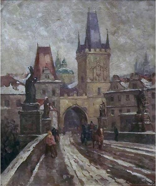 Veduta Del Ponte Carlo A Praga Oil Painting by Arnold Borisovic Lakowskij