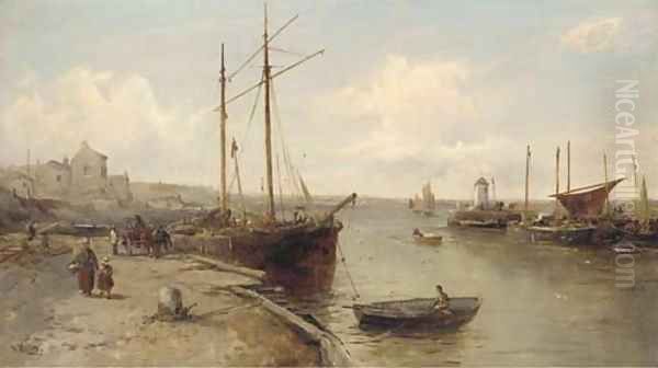 Unloading at the quayside, Castletown Oil Painting by William Edward Webb