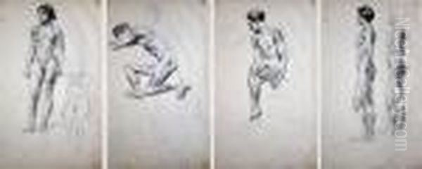 Set Of 4 Drawings Oil Painting by George Lambert