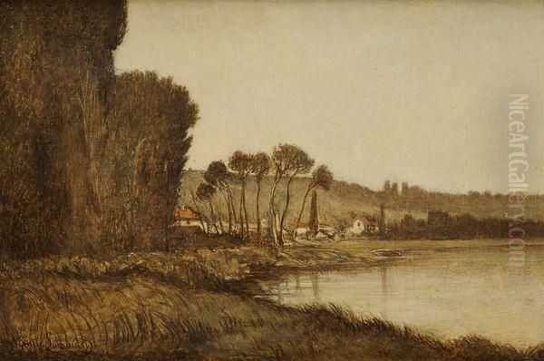 Bord De Riviere Toile Oil Painting by Emile Charles Lambinet