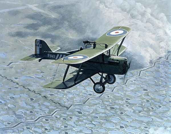 Royal Aircraft Factory SE5, single seater with Vickers and Lewis gun, powered by Hispano-Suiza, 1914-18 Oil Painting by B. Withams