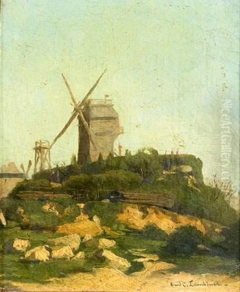 Montmartre, Le Moulin De Blute - Fin Oil Painting by Emile Charles Lambinet