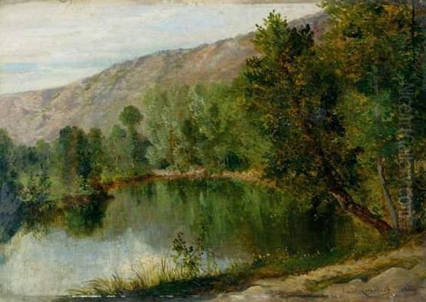 Paysage Au Lac Oil Painting by Emile Charles Lambinet