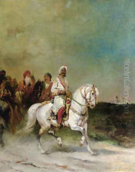 A Maharaja on a White Horse Oil Painting by James Alexander Walker