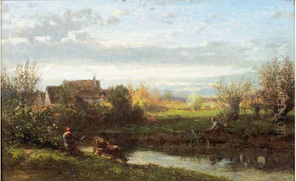 Paysage Oil Painting by Emile Charles Lambinet