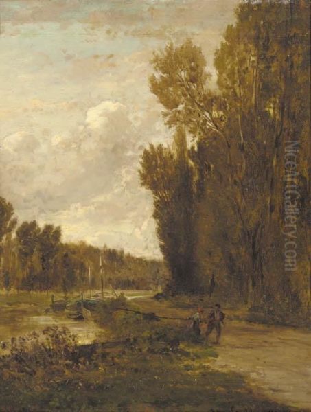 Le Chemin De Halage Oil Painting by Emile Charles Lambinet