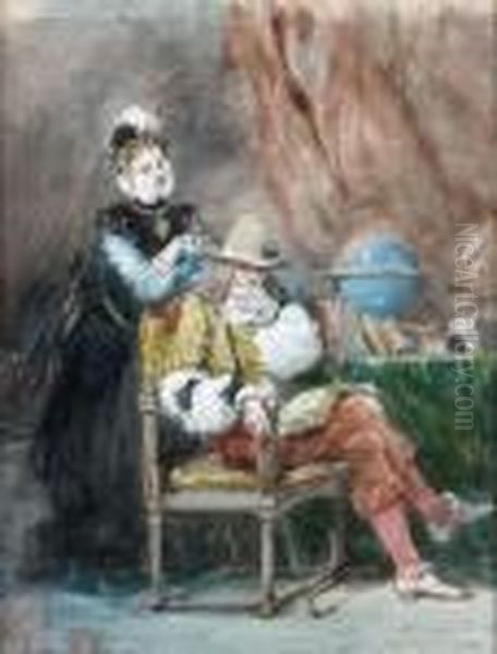 La Jeune Veuve, D'apres Jean De La Fontaine Oil Painting by Eugene Louis Lami