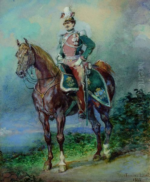 Portrait Equestre Du Duc De La Force Oil Painting by Eugene Louis Lami