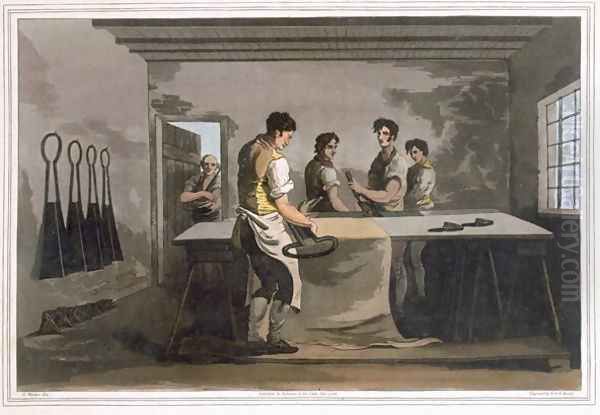 Cloth Dressers, from Costume of Yorkshire engraved by Robert Havell (1769-1832) 1814 Oil Painting by George Walker