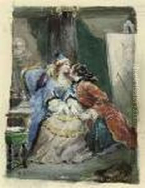 A Scene From Moliere's Le 
Sicilien, Ou L'amour Peintre: Adrastewinning The Heart Of Isidore Oil Painting by Eugene Louis Lami