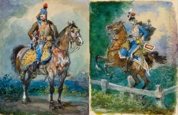 Hussard Oil Painting by Eugene Louis Lami