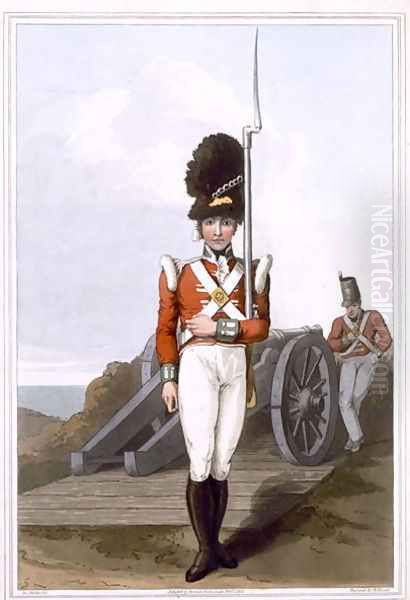 Grenadier of the First West York Militia, engraved by Robert Havell the Elder, published 1814 by Robinson and Son , Leeds Oil Painting by George Walker