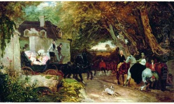 La Sortie De La Caleche Oil Painting by Eugene Louis Lami