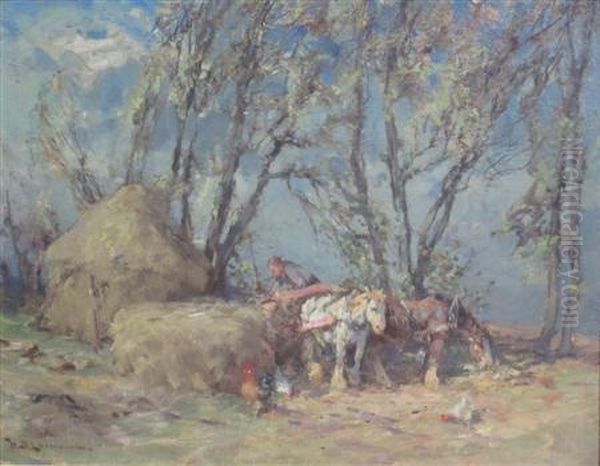 The Hay Cart Oil Painting by William Bradley Lamond