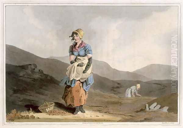 The Cranberry Girl, engraved by Robert Havell the Elder, published 1814 by Robinson and Son, Leeds Oil Painting by George Walker