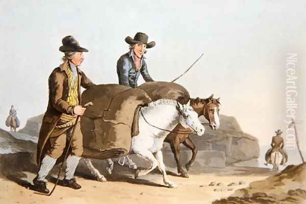 Cloth makers taking cloth to market, from Costume of Yorkshire engraved by Robert Havell Oil Painting by George Walker