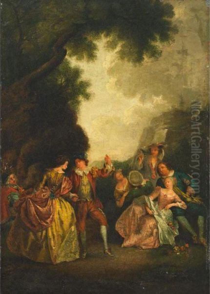 Fete In The Forest Oil Painting by Nicolas Lancret