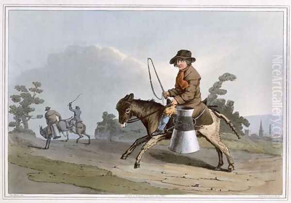 The Milk Boy, engraved by Robert Havell the Elder, published 1814 by Robinson and Son, Leeds Oil Painting by George Walker