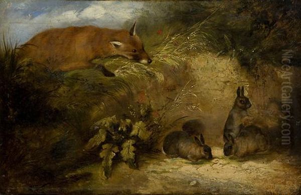 Volpe E Conigli Oil Painting by Landseer, Sir Edwin