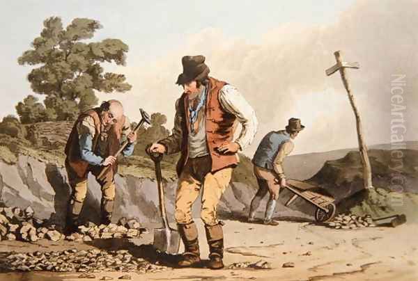 Stone Breakers, from Costume of Yorkshire engraved by Robert Havell (1769-1832) 1814 Oil Painting by George Walker