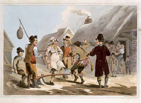 The Fool Plough, engraved by Robert Havell the Elder, published 1814 by Robinson and Son, Leeds Oil Painting by George Walker