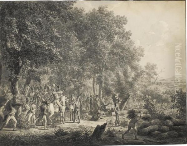 Soldiers In A Wood, Preparing An Attack Oil Painting by Dirck Langendijk