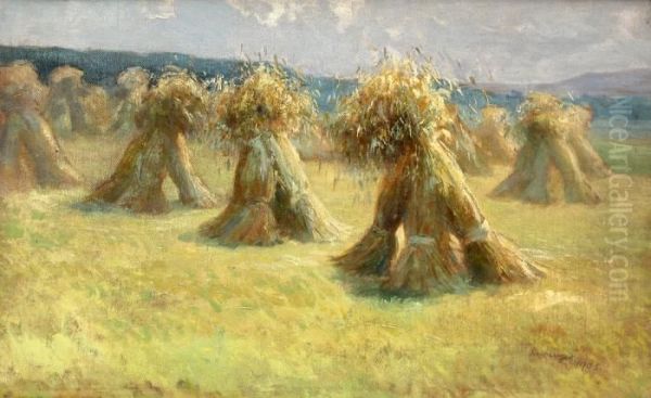 Straw Men Oil Painting by Karel Langer