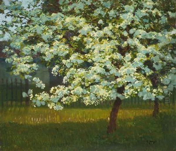 An Orchard In Blossom Oil Painting by Karel Langer