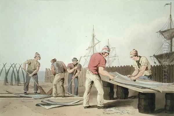 Whalebone Scrapers, from Costume of Yorkshire, engraved by Robert Havell (1769-1832) 1814 Oil Painting by George Walker