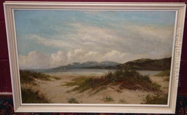 View Of Sand Dunes Across The Bay Oil Painting by William Langley