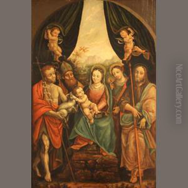 The Madonna And Christ Child With Saints Oil Painting by Bernardino Lanino