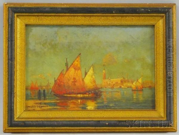 Sailing In The Grand Canal Oil Painting by Walter Franklin Lansil